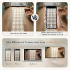 Beeiva Checkered Print Carpet Runners for Hallway 6ft, Beige Ultra Thin Washable Kitchen Runner Rug Non Slip, Moroccan Plaid Checkerboard Decor Faux Wool 2x6 Rug for Bedroom Bathroom Entryway