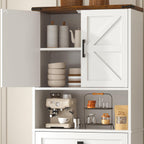 67" Tall Farmhouse Pantry Cabinet with Drawer,Small Storage Cabinet for Kitchen Bathroom Dining Room Kitchen (White, 11.8" D x 23.6" W x 67" H)