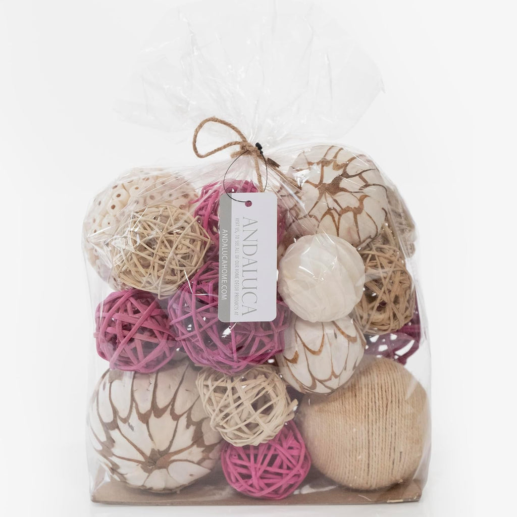 ANDALUCA Large Decorative Vase Filler Bag with Orbs, Balls (Pink)