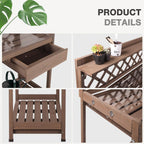 Potting Bench Potting Table Potting Benches for Outside 44 Inch Fir Wood Garden Potting Station Garden Table PVC Layer Storage Shelf Sink Drawer Hooks