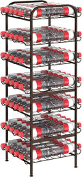 smusei Water Bottle Organizer 7 Tier Free Standing Vertical Metal Water Bottle Rack Shelf Adjustable Water Bottle Beverage Drink Stand Holder for Kitchen Pantry Food Storage, Bronze