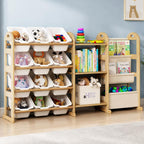 Toy Storage Organizer with 3 Shelves and 12 Bins, 2-Tier Bookshelf/Bookcase with Storage Box, Kids Bin Shelf, Toys Box for Bedroom, Playroom, Organization Room Decor, White