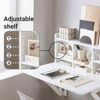 SoBuy Wall Mounted Folding Table | Floating Desk for Small Spaces, Fold Down Workstation Table with Adjustable Shelf for Home, Office, Bedroom, White