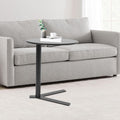 C Shaped End Table, Space Saving Round Sofa Side Tables Couch Table w/ Y-shaped Base, TV Tray Table, Eating Drinking Coffee Table Laptop Desk for Home Living Room Office Bedroom Study Room (Black)