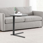 C Shaped End Table, Space Saving Round Sofa Side Tables Couch Table w/ Y-shaped Base, TV Tray Table, Eating Drinking Coffee Table Laptop Desk for Home Living Room Office Bedroom Study Room (Black)
