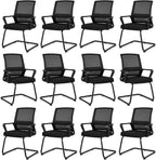 Tangkula Office Guest Chair Set of 12, Reception Chairs Conference Room Chairs with Adjustable Lumbar Support & Sled Base, Modern Mid Back Mesh Desk Chair no Wheels