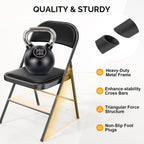 Bonnlo Folding Chair with Comfortable Padded Cushion and Back, Portable Folding Chairs for Outside, Office Events, Weddings, Pu Leather, 4 Black