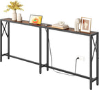 Gewudraw 70 in Skinny Sofa Table Behind Couch, Console Table with Oulets & USB Ports for Hallway, Entryway,Living Room, Bedroom, Rustic Brown