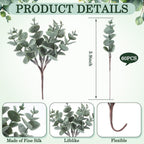 60 Pcs Mini Eucalyptus Stems 6 Inch Artificial Greenery Stem for DIY Bridal Wedding Vase Bouquet Floral Arrangement Centerpiece Baby Shower Home Table Decor Floating Candles