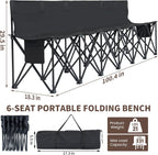 Begonia.K 6 Seats Portable Folding Soccer Benches for Team - Foldable Sideline Bench with Pockets & Carry Bag - Lightweight Team Chair for Football Camp Outdoor Sports Events