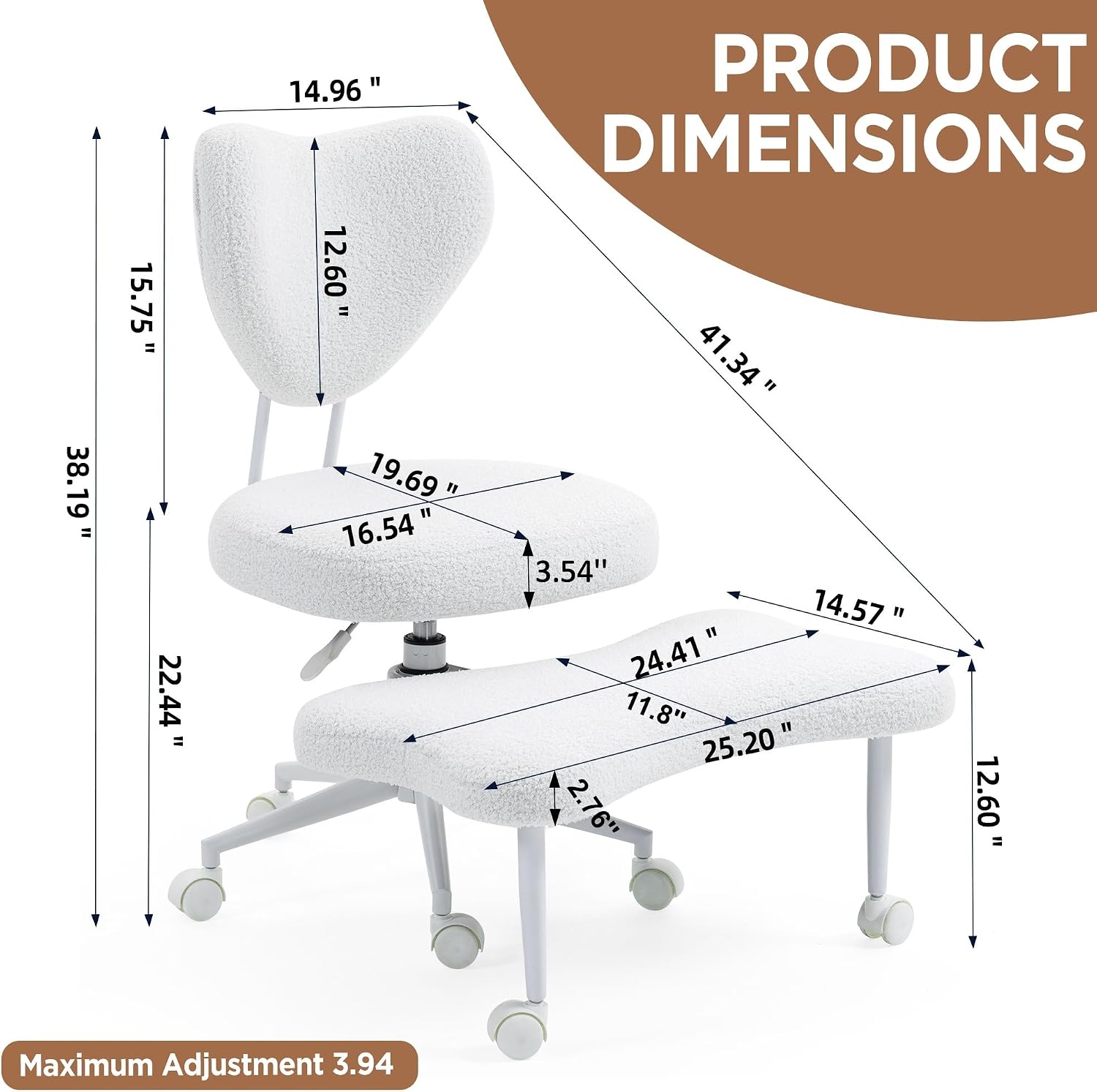 Upgraded Meditation Chair with Adjustable Height Swivel Cross Legged Chair with Wheels ADHD Kneeling Seat Criss Cross Desk Chairs with Adjustable Stool Flexible Design for Fidgety Sitters, Beige Plus