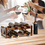 8 Bottle Wooden Wine Rack,2 Tier Free Standing Wine Storage Holder,Retro Minimalist Style Home Decorations Wine Display Shelves for Cabinet,Cupboard,Countertop