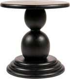 Creative Co-Op Round Mango Wood Bulbed Pedestal End Table, Black