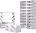 GCCSJ 9 Tiers 36 Pairs Foldable Shoe Rack Organizer, Plastic Collapsible Shoe Shelf, Folding Shoe Box Storage Cabinet with Magnetic Clear Door Easy Assembly