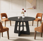 Round Dining Table for 4-6, 47" Kitchen Table for Dining Room, Modern Black Dining Table, Circle Kitchen Table for Living Room, Apartment