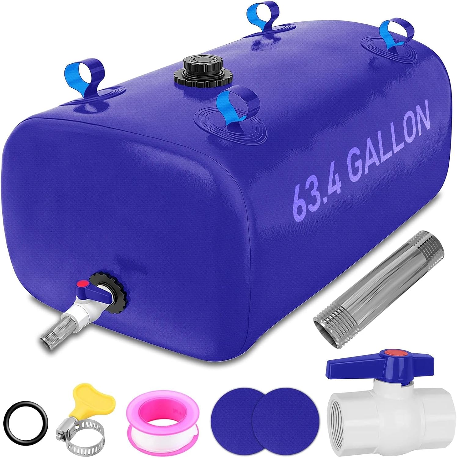 240L/63.4 Gallon Large Capacity Collapsible Water Storage Bladder, Portable Foldable Soft Water Bladder Tank, Leakproof Tear-Resistant Emergency Water Container for RV, Truck & Outdoor Use