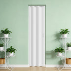 24×80in PVC Internal Accordion Folding Door, Multifold Sliding Door for Closet, White in Color, with Installation Hardware; Handle; Latch.