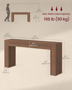 VASAGLE Entryway Table, Long Console Table, Thick Tabletop, Farmhouse Style, for Hallway, Behind the Couch, Living Room, Foyer, Easy Assembly, 11.8 x 63 x 31.5 Inches, Chestnut Brown ULNT147KX01S