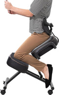 DRAGONN by VIVO Ergonomic Kneeling Chair with Back Support, Adjustable Stool for Home and Office with Angled Seat for Better Posture - Thick Comfortable Cushions, Black, DN-CH-K02B