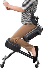 DRAGONN by VIVO Ergonomic Kneeling Chair with Back Support, Adjustable Stool for Home and Office with Angled Seat for Better Posture - Thick Comfortable Cushions, Black, DN-CH-K02B