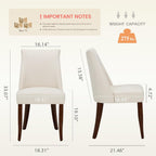 Wooden Dining Chairs Set of 6, Upholstered Farmhouse Fabric Dining Room Chair, Mid Century Kitchen Chair for Restaurant & Cafe, Beige