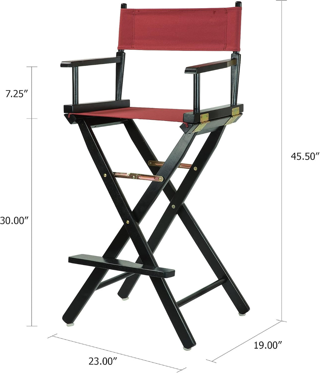 Casual Home 30" Director's Chair Black Frame-with Burgundy Canvas, Bar Height