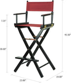 Casual Home 30" Director's Chair Black Frame-with Burgundy Canvas, Bar Height