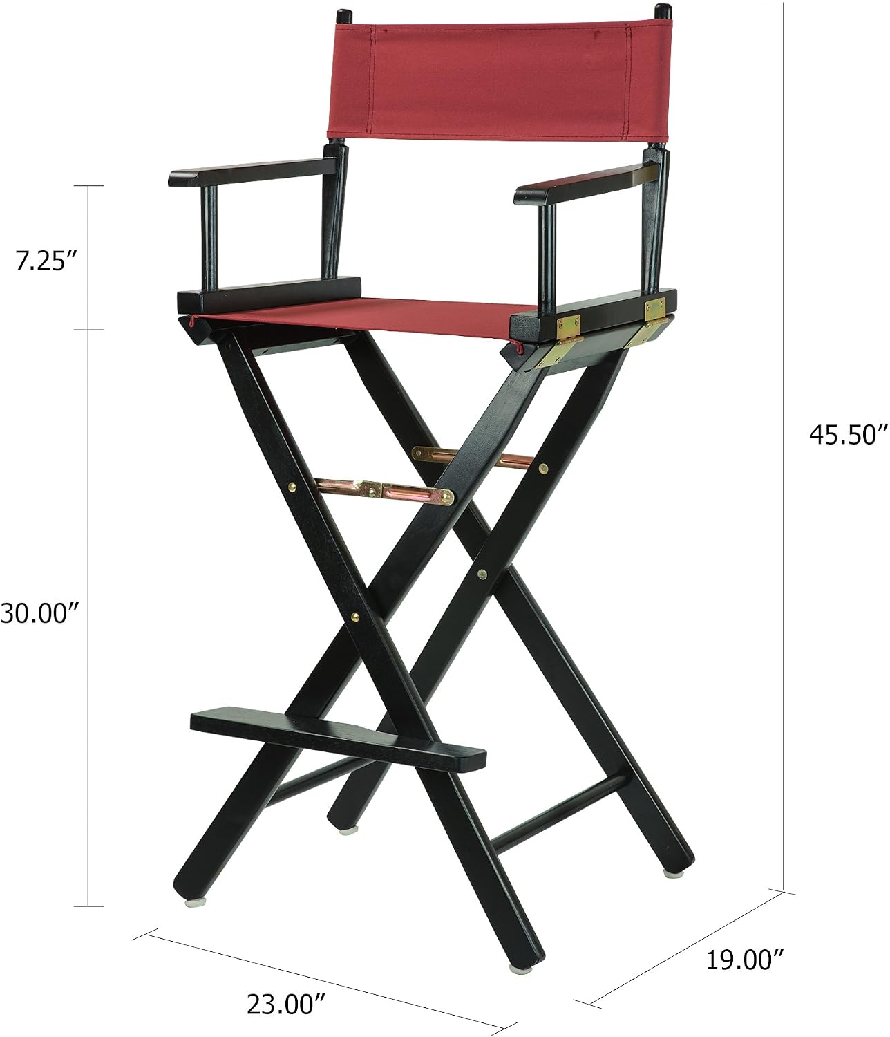 Casual Home 30" Director's Chair Black Frame-with Burgundy Canvas, Bar Height