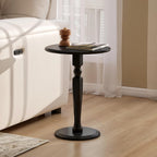 Solid Wood Round Side Table, Small Drink Table for Small Places, Accent Table with Stable Pedestal for Living Room, Bedroom, Corners, and Nursery (Black, 15.75" D x 15.75" W x 21.26" H)