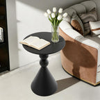 Metal Martini Table, 15.7" Small Drink Table with Round Pedestal Design, Modern Nightstand Accent End Tables for Living Room Bedroom Sofa Corner Office (Black)