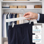 ZOBER Wooden Pants Hangers with Clips - 10 Pack Premium Wood Skirt Hangers for Women, Heavy Duty Wooden Hanger with Adjustable Metal Grip Clips for Jeans and Shorts, Smooth Finish White