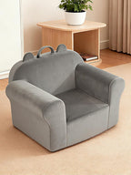 Kids Sofa Chair with Removable Washable Cover Kids Couch Toddler Chair Toddler Bed Cozy Crystal Velvet Furniture for Playtime, Naps & Travel (Soft Grey, Bear Design)
