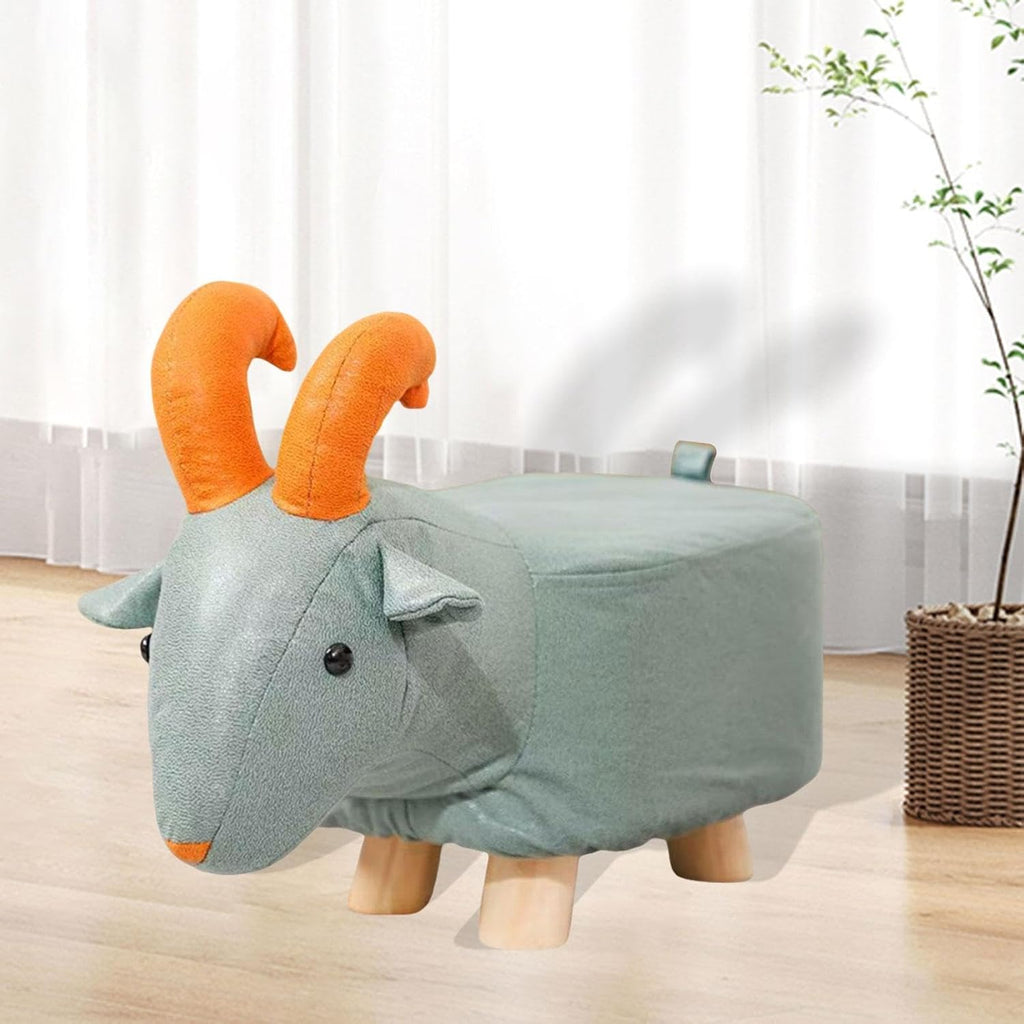 Blue Sheep Wooden Footstool Ottoman – Cute Animal Decor for Kids' Room, Nursery, Living Room, Stylish Home Accent, Functional and Adorable