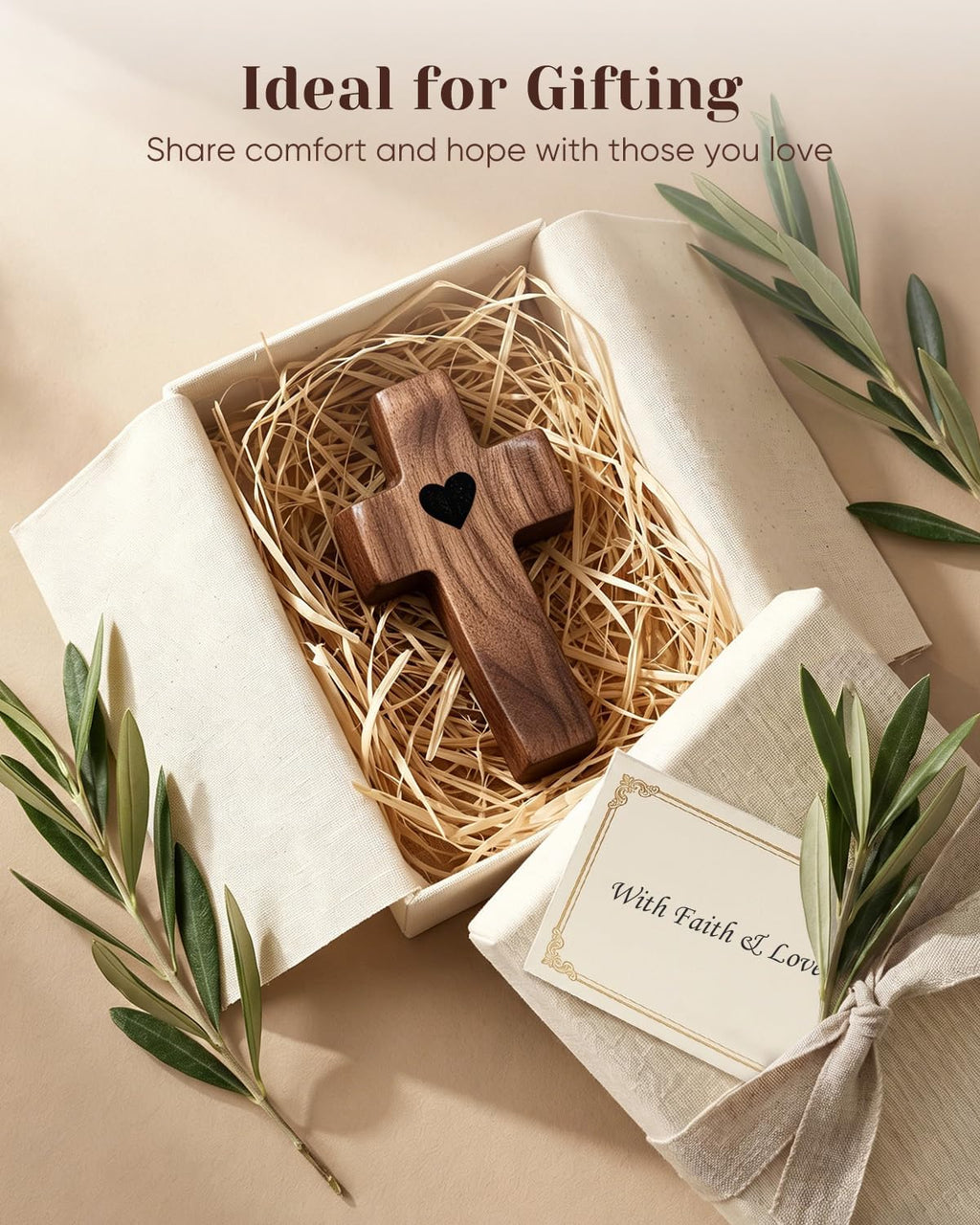 10-Pack Wooden Cross Fidget, Handmade Pocket Wood Crosses, Cross My Heart | Encouragement Gift, Relieve Anxiety for Yourself, Inspirational Easter Gift for Christian Faith, Prayer, Father Day Gifts