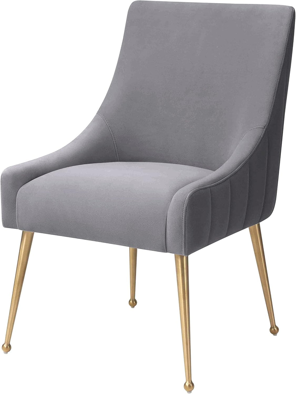 MIXIYA Modern Grey Velvet Dining Chair – Upholstered Side Chair with Brushed Gold Legs, Easy-Clean Accent Chair for Dining Room or Kitchen