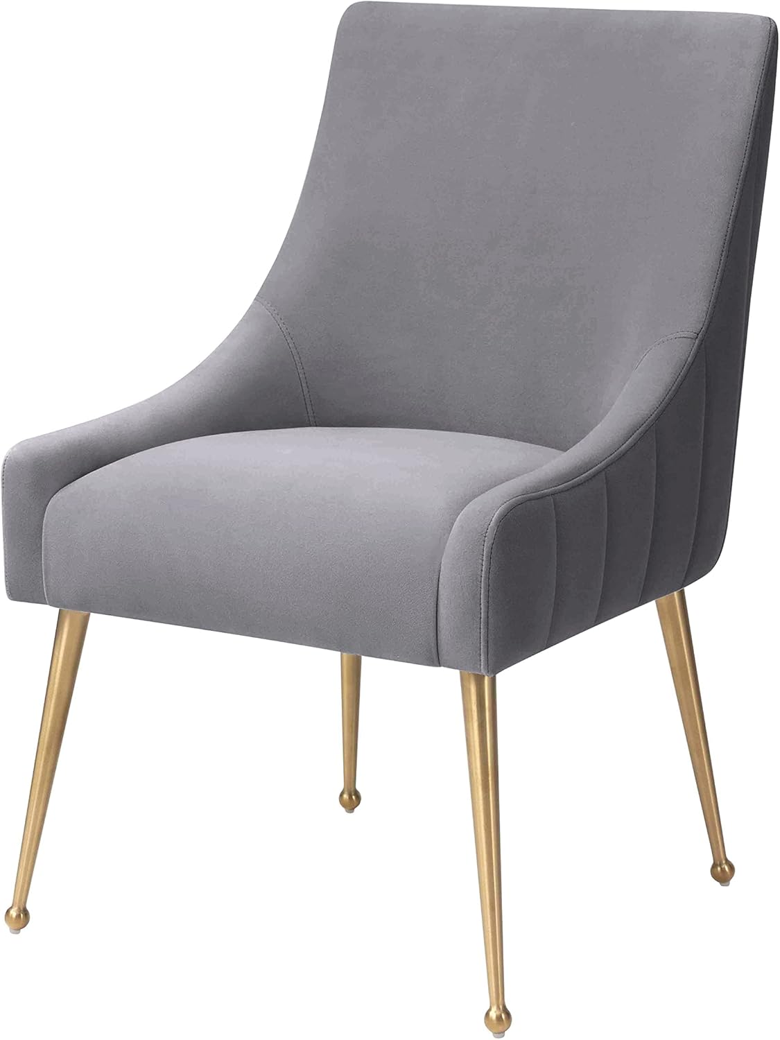 MIXIYA Modern Grey Velvet Dining Chair – Upholstered Side Chair with Brushed Gold Legs, Easy-Clean Accent Chair for Dining Room or Kitchen