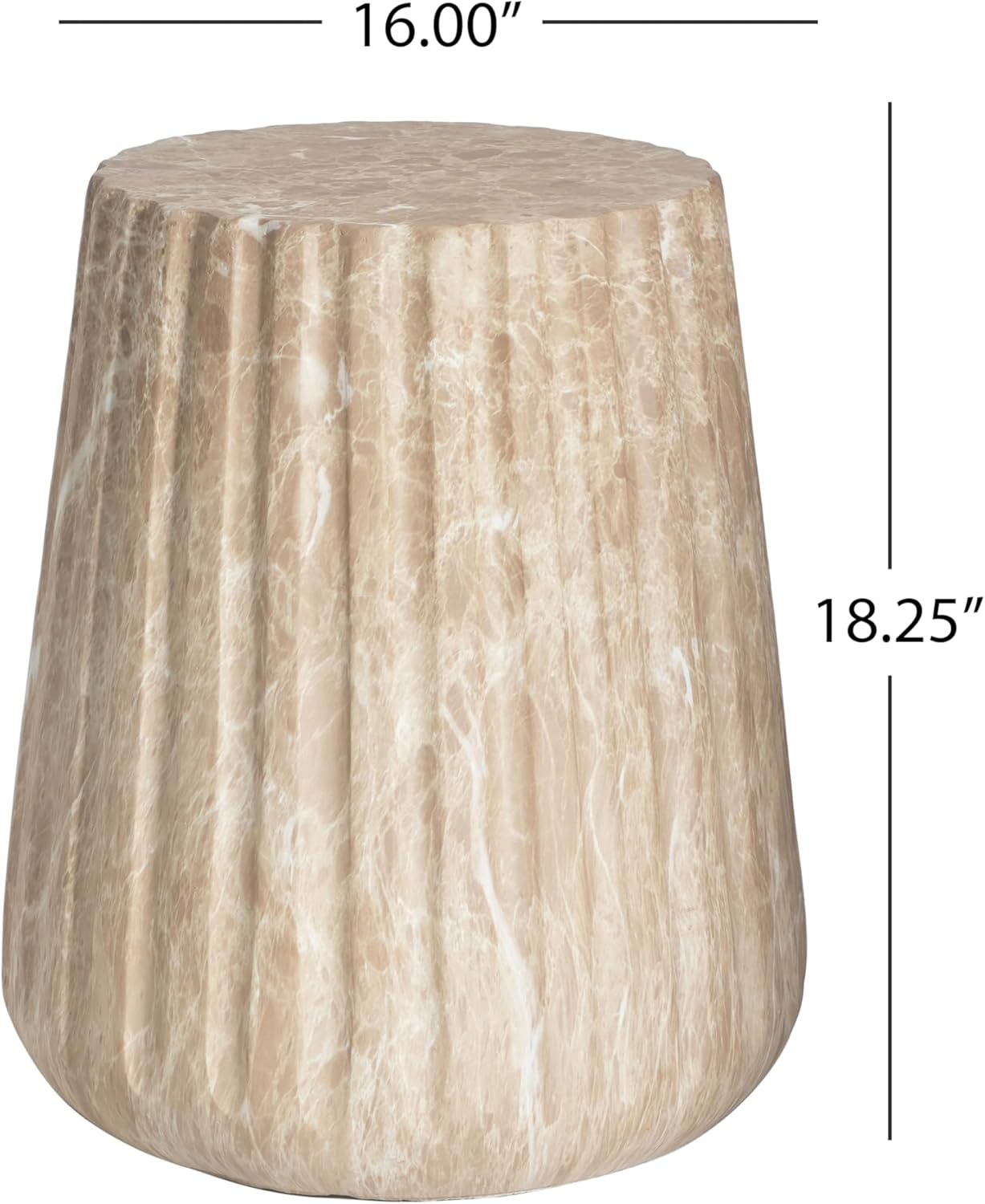 JOSHEN 16" Sturdy Lightweight Concrete Side Table, End Tables with Cylinder Structure, Accent Table with No Assembly for Indoor & Outdoor, Gold