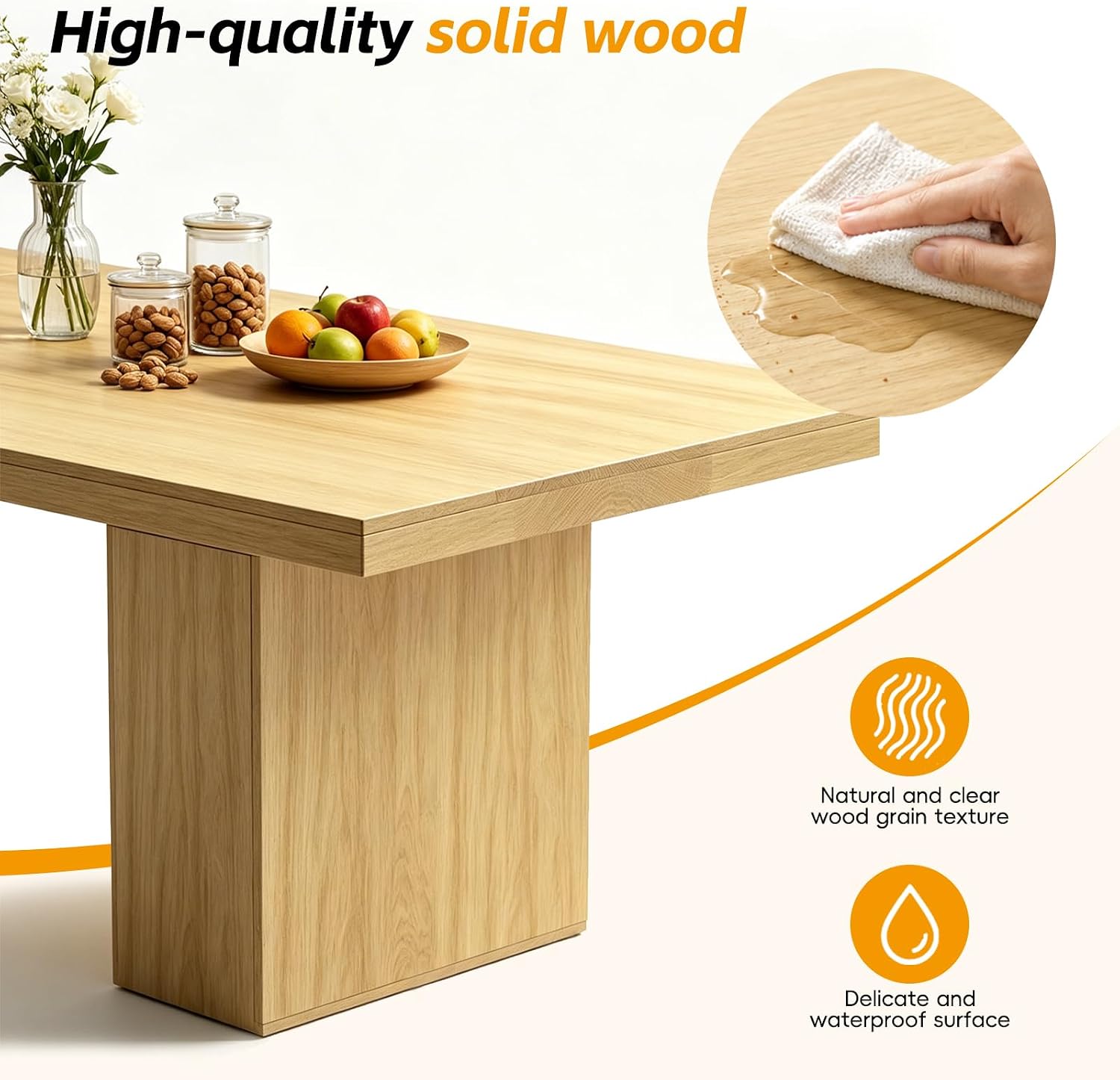 Dining Table for 4-12 People, Modern Wood Kitchen Table with Storage Cabinets, Dining Room Table for Kitchen Living Room Apartment, Space Saving Rectangle Table.