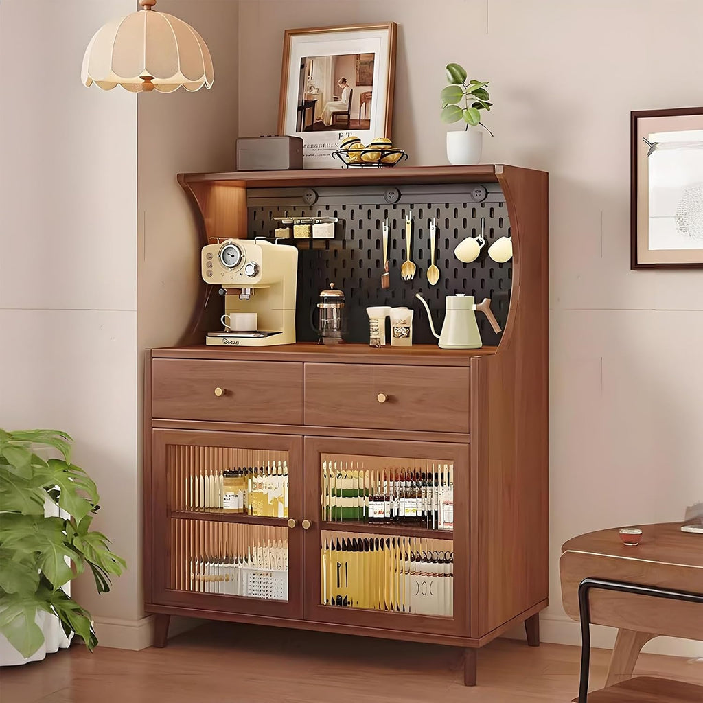 Kitchen Pantry Cabinet, Tall Storage Cabinet with Drawer, Freestanding Kitchen Cupboard, Coffee Bar Workstation, for Dining Room, Living Room(Brown,120x70cm/47.2x27.6in)