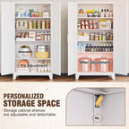 47''Storage Cabinet ,Pantry Cabinet with Doors and Shelves,Tall Kitchen Pantry Cabinet, White Metal KitchenStorage Cabinets, Freestanding Cupboard for Laundry Bathroom Living Room, Assemble Required