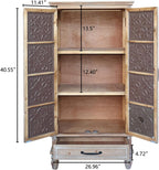 Vintage Kitchen Pantry Cabinet, Freestanding Farmhouse Storage Cabinet with 2 Shelves and 1 Drawer, Tall Cupboard for Kitchen, Living Room, Dining Room and Bathroom, Vintage