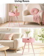 TOPWAVE Small Round Side Table – Lift-Top Storage PVC Table, Metal Legs, Perfect for Living Room & Small Spaces, Multiple Colors