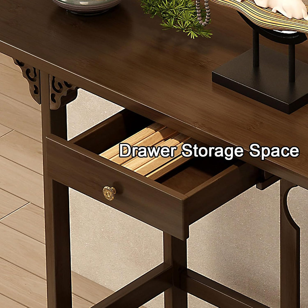 Altar Table Buddha Altar Table with Storage Drawer for Home Retro Chinese Style Altar Shel ffor Incense and Pray for Living Room, Study Room 80cm/31.4in