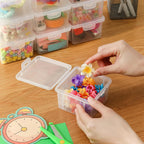 10 Pack Bead Organizer Box, Small Clear Plastic Containers with Lids – Craft Storage for Beads, Crayons, Stickers & Findings – Stackable Classroom Bins with Snap Lid – Clear Square Small