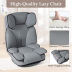 Giantex 360° Swivel Floor Gaming Chair, Folding Lazy Lounger Couch with 6-Position Adjustable Backrest & Sponge Filling, Lazy Sofa Lounge Chair, Video Gaming Chair for Reading, Relaxing (Gray)