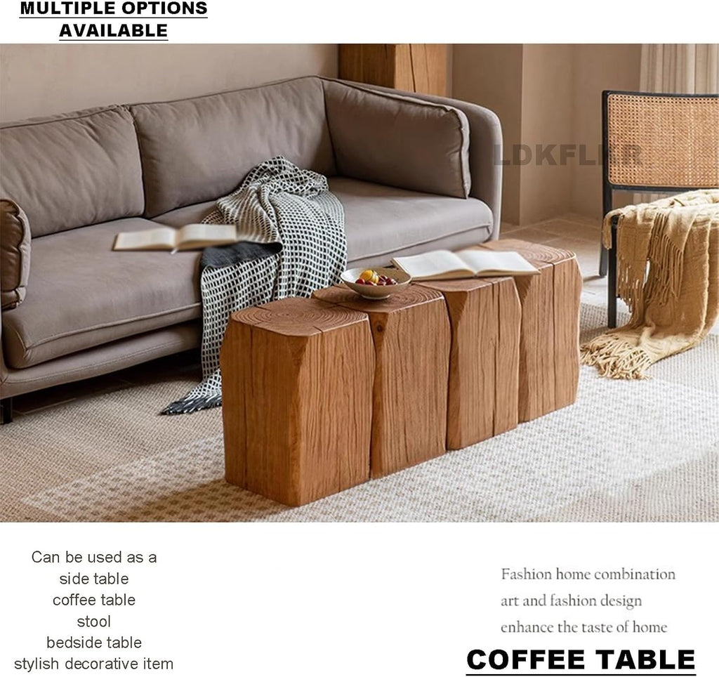 Solid Wood Small Side Table, Accent Table Freeform Natural Plant Stand Coffee Table Pedestal Display Stand Accent Stool for Living Room Bedroom Entryway Office Home Decor,N