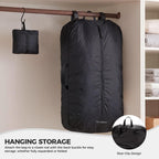 Travel Laundry Bag, Foldable Dirty Clothes Bag with Dual Zipper Opening, 40L Reusable Waterproof Laundry Bag, Large Capacity Travel Bag for Wet or Dirty Clothes for Travel, Camping & Storage (Black)