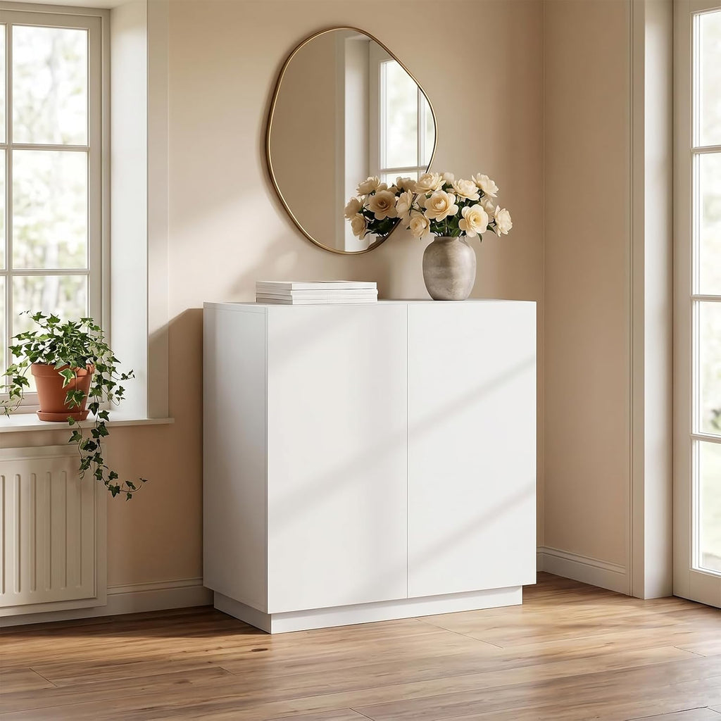 amunrbrek 31.5" Minimalist Buffet Cabinet, Sideboard with Storage, White