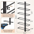 B4Life Wine Rack and Holder Wall Mounted 12 Bottles, Metal Hanging Mount Racks for Wall, Liquor, Champagne for Bottles Storage Home Bar, Cellar and Kitchen, Dining Room (Black, 12 Bottle)