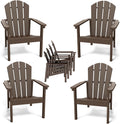 Adirondack Chair Set of 4, All Weather HDPE Fire Pit Chairs, Oversized Plastic Adirondack Chair for Outdoor, Balcony, Deck, Backyard, Patio, Garden, Poolside, Lawn Coffee